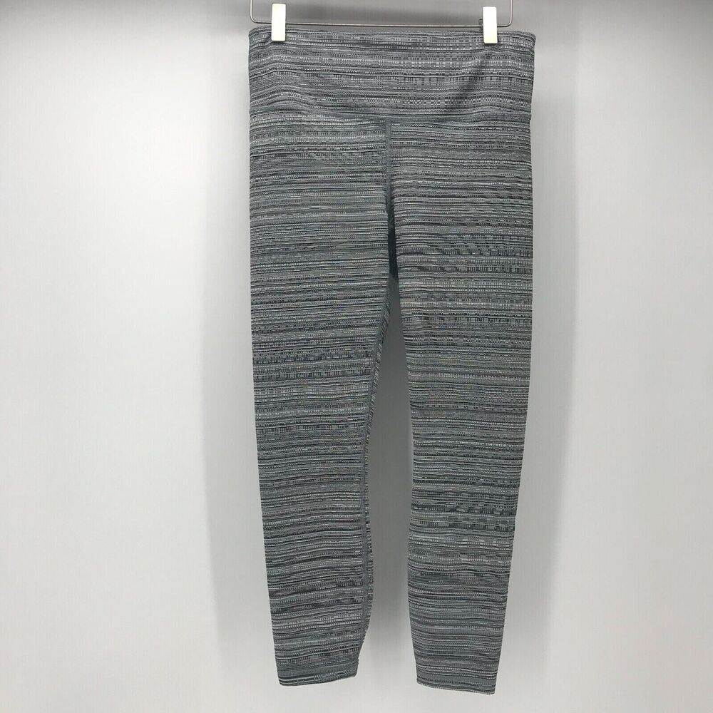 Athletia Crop Legging Womens Medium Black White Stripe Mid Rise Pocket S1293133